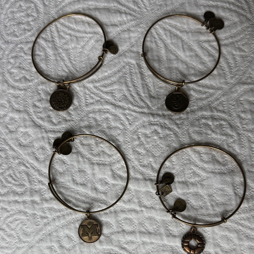 Gold Charm Bangle Set